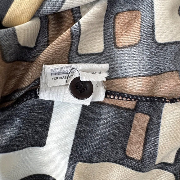 Vintage Retro Art Deco 70's Style Y2K Shirt Tie/Belt 3/4 Sleeves Brown Size XS - Picture 9 of 12